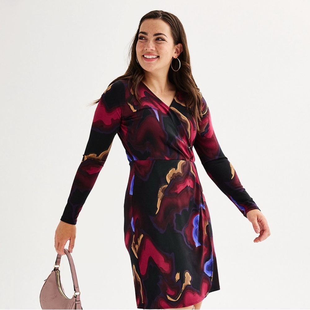 NINE WEST. Long Sleeve Wrap Dress. NWT. Size XS